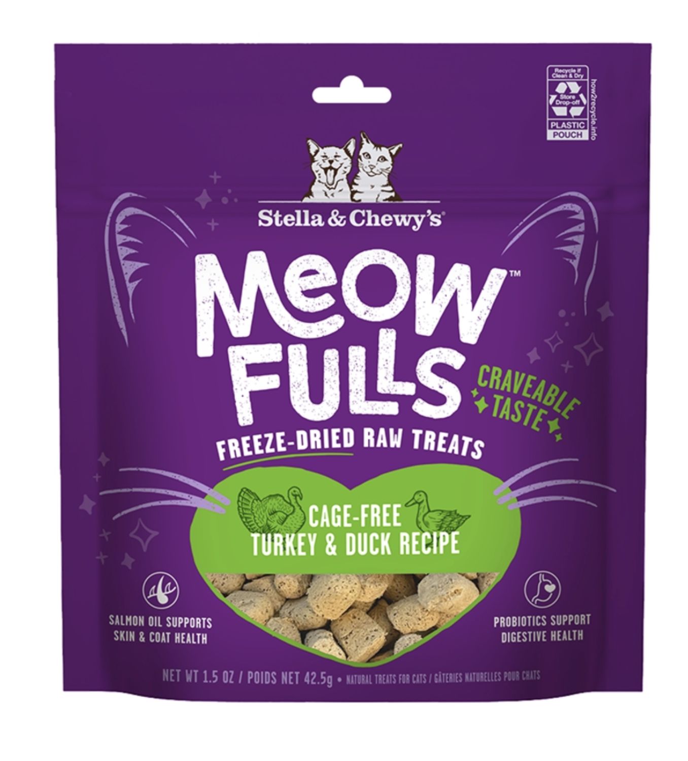 Stella &amp; Chewy&#39;s Cat Meowfulls Freeze Dried Treat Turkey &amp; Duck 1.5oz