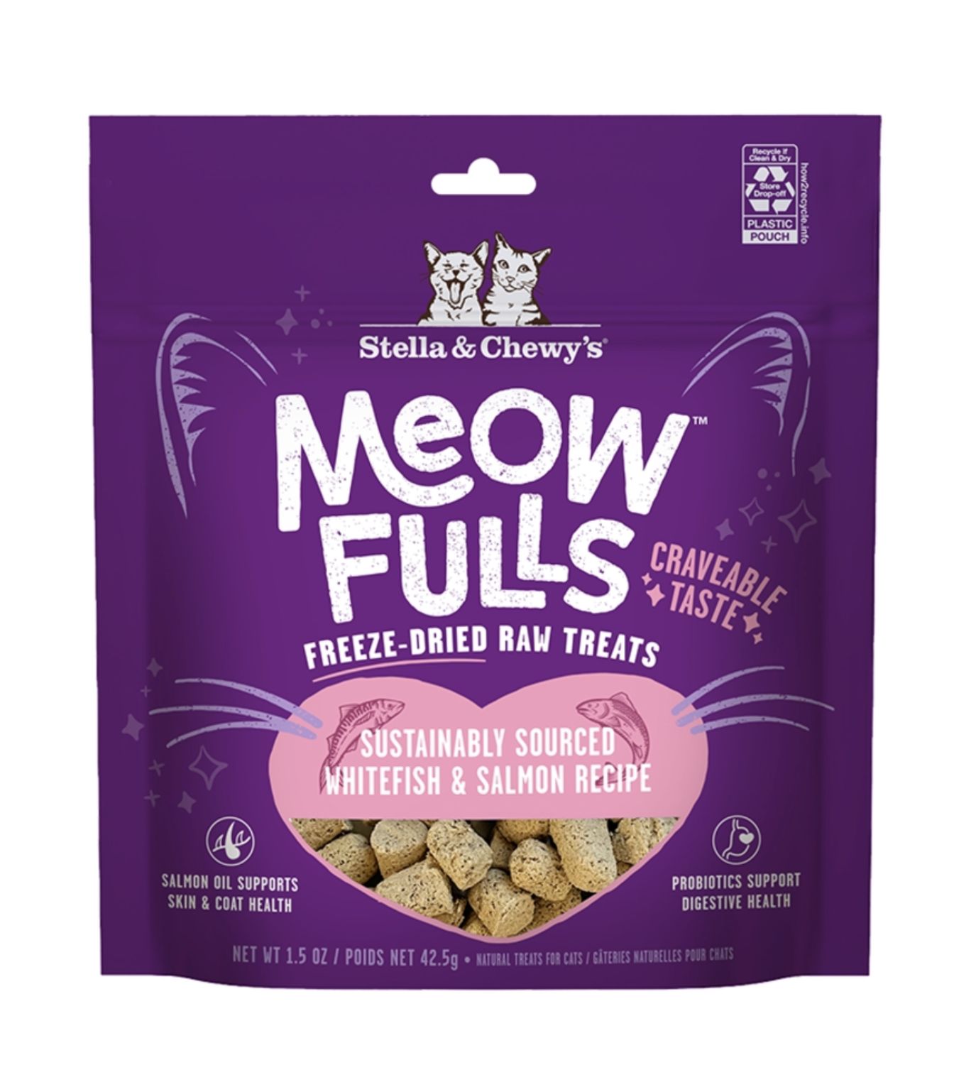 Stella &amp; Chewy&#39;s Cat Meowfulls Freeze Dried Treat Whitefish &amp; Salmon 1.5oz