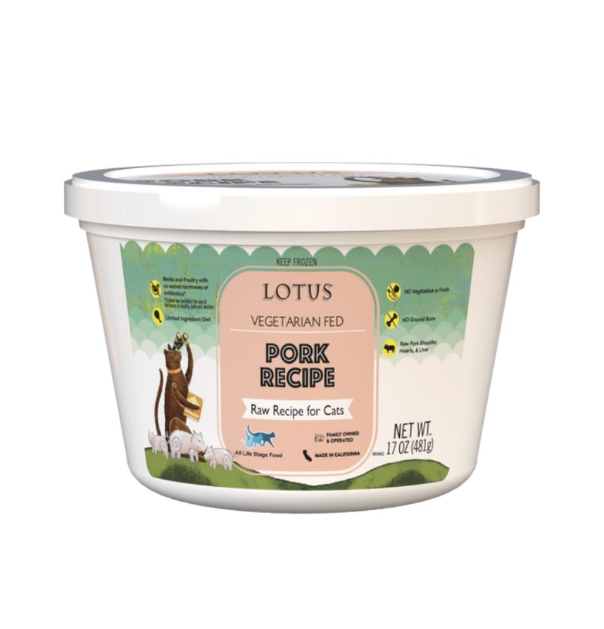 Lotus Cat Frozen Raw Vegetarian-Fed Pork, Size: 16oz