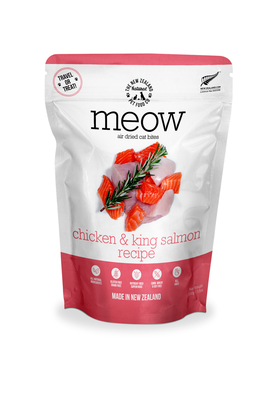 New Zealand Pet Cat Air Dried Chicken &amp; King Salmon 3.5oz
