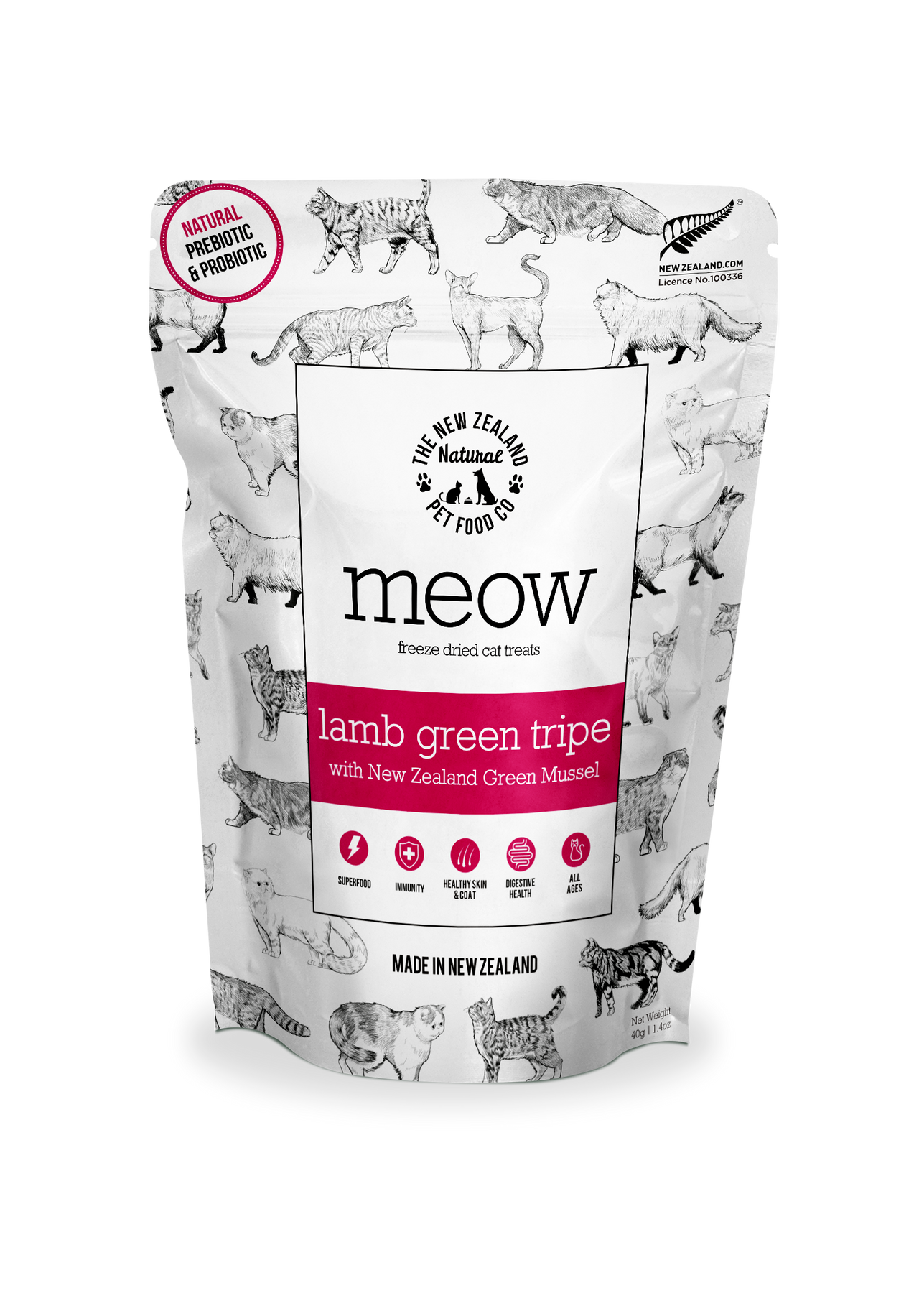 New Zealand Pet Cat Freeze Dried Lamb Green Tripe Treats 1.4oz