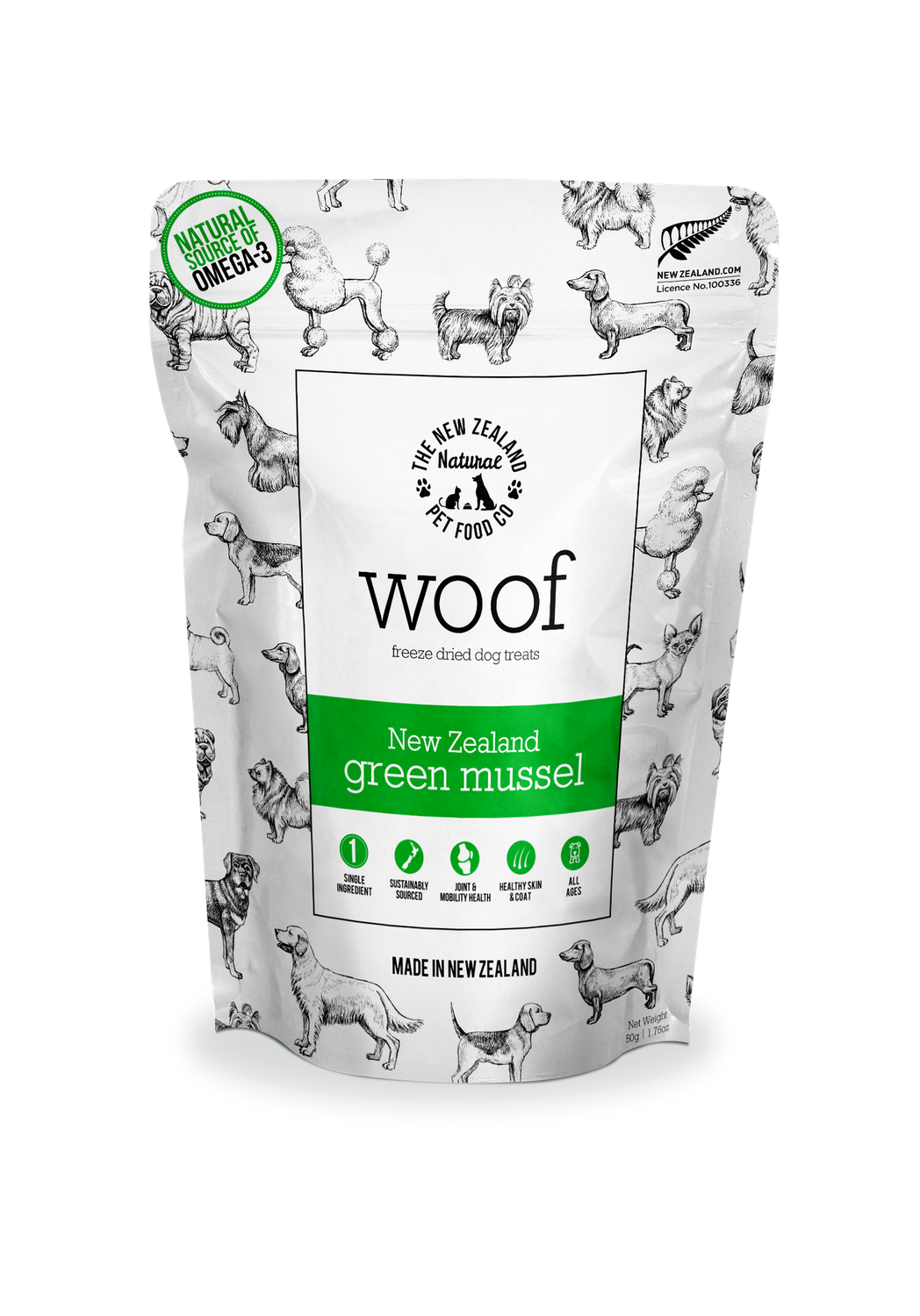 New Zealand Pet Dog Freeze Dried Green Mussel Treats 1.76 oz