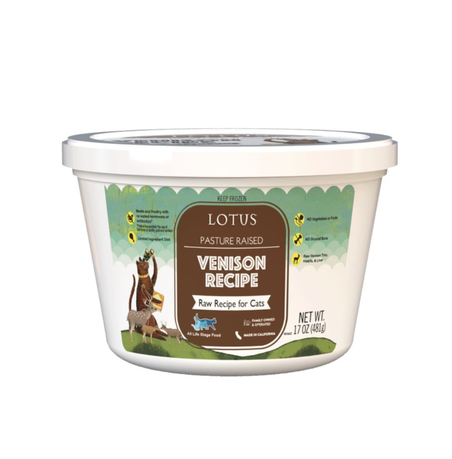 Lotus Cat Frozen Raw Pasture-Raised Venison, Size: 16oz