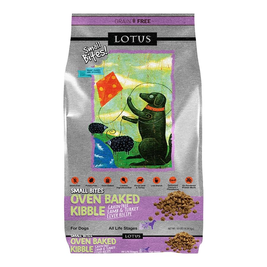 Lotus Dog Grain Free Small Bite Lamb Turkey Liver, Size: 10lb