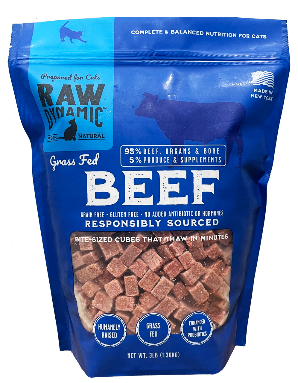 Raw Dynamic Frozen Beef for Cats 3lb
