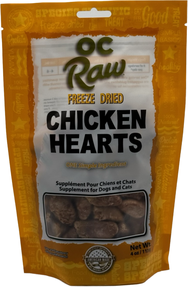 Oc Raw Freeze Dried Chicken Hearts 4oz