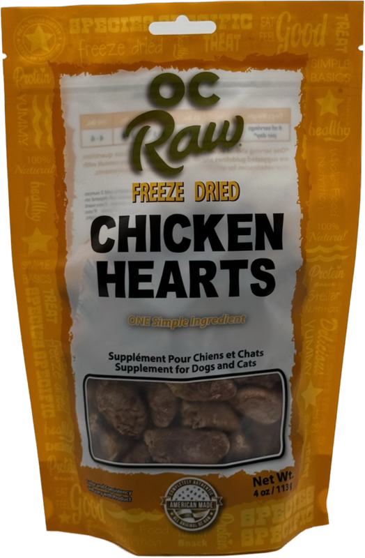 OC Raw Freeze Dried Chicken Hearts 4oz