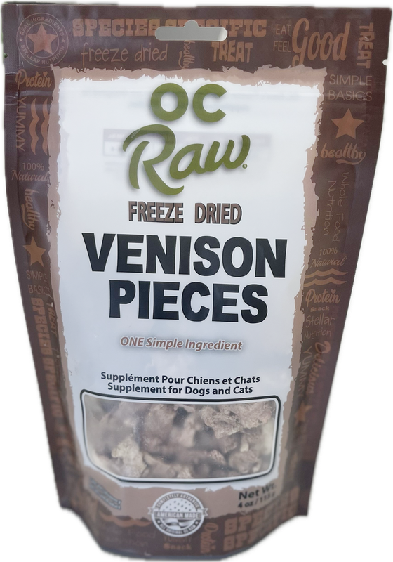 OC Raw Freeze-Dried Treats Venison Pieces 4oz
