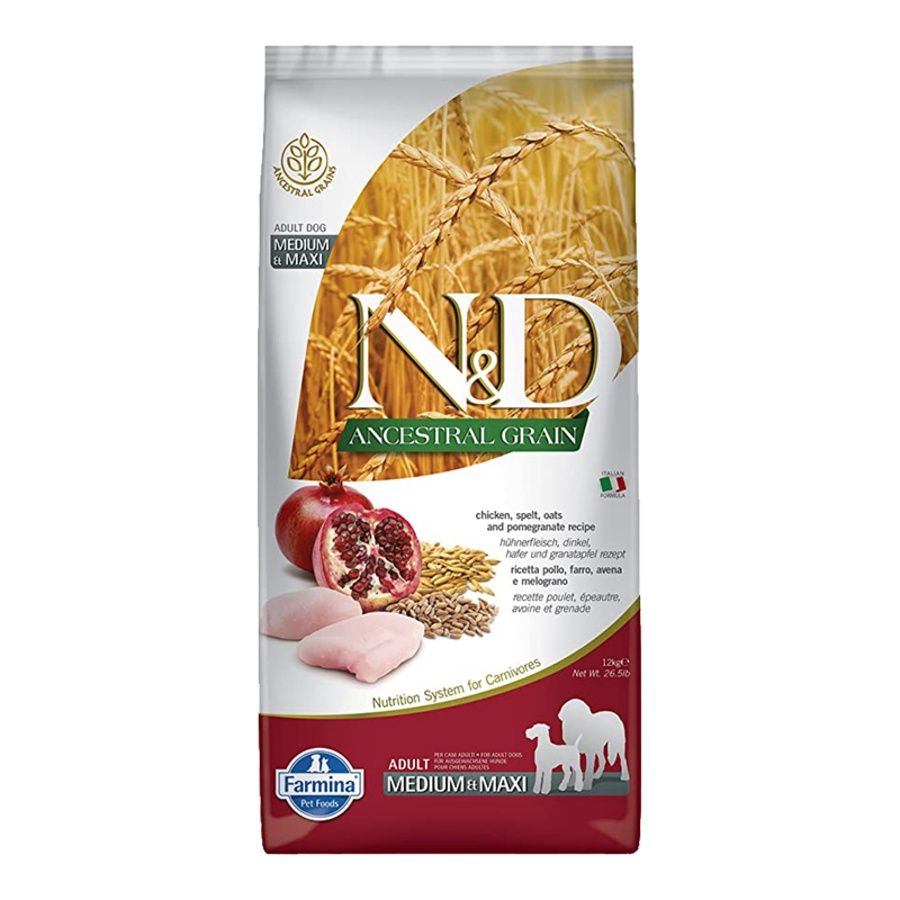 Farmina Dog Ancestral Grain Chicken Pomegranate Medium &amp; Max, Size: 26.4lb