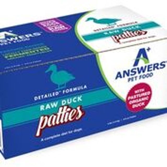 Answers Dog Frozen Raw Duck Patties 4lb