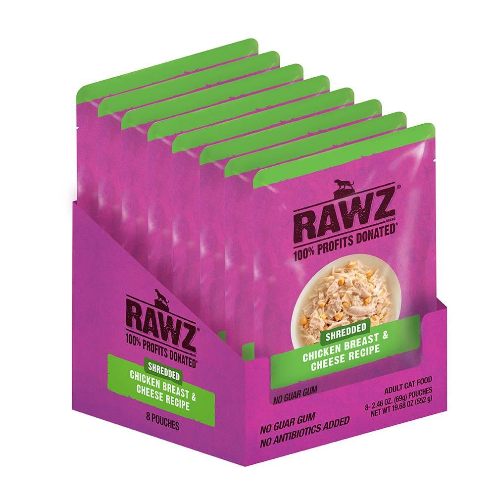 Rawz Cat Pouches Shredded Chicken Breast &amp; Cheese 2.46oz, Size: Case