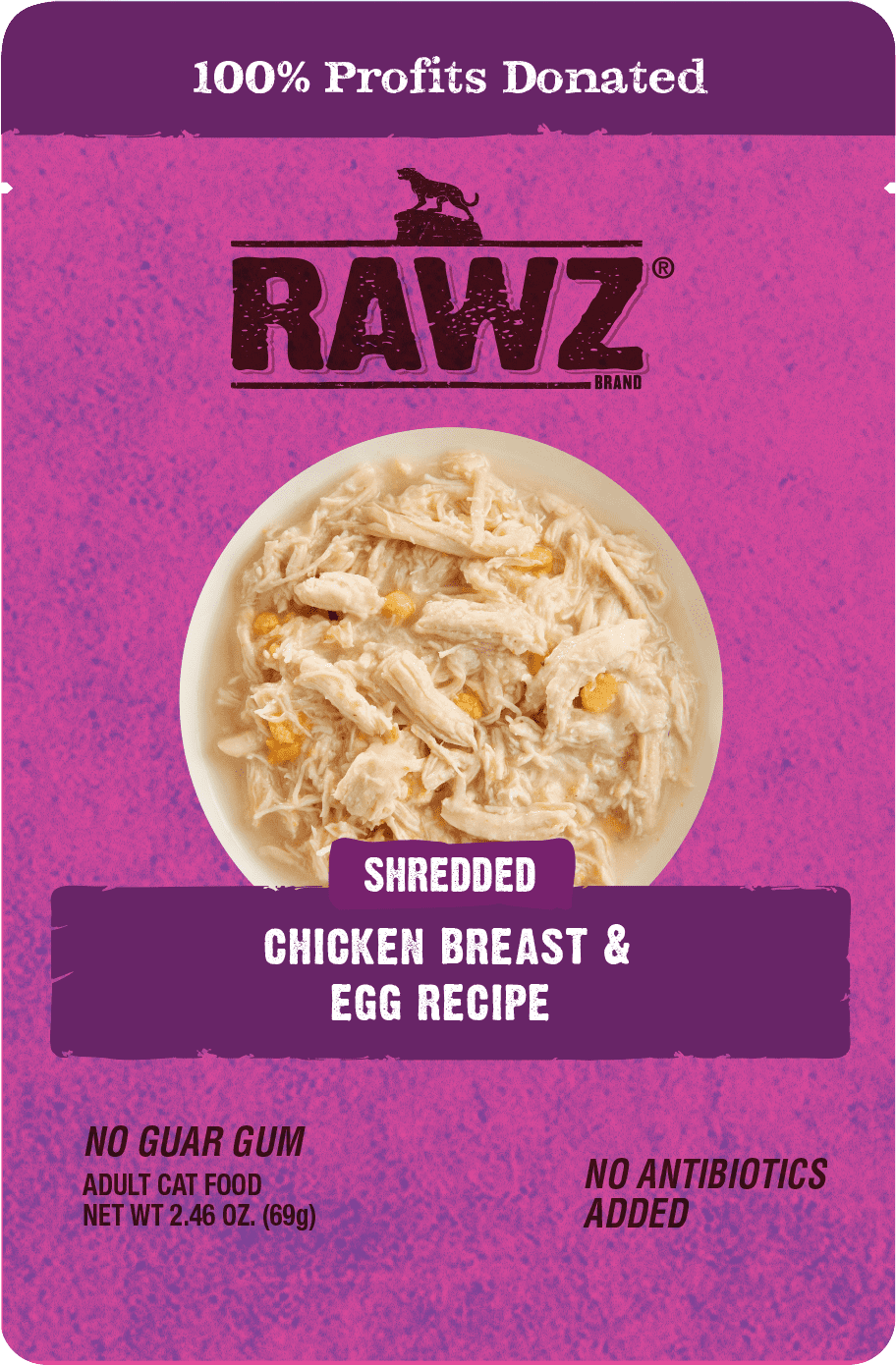 Rawz Cat Pouches Shredded Chicken Breast &amp; Egg 2.46oz