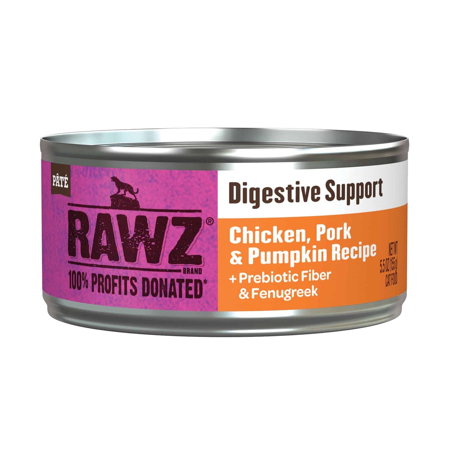 Rawz Cat Can Digestive Support Chicken, Pork &amp; Pumpkin 5.5oz