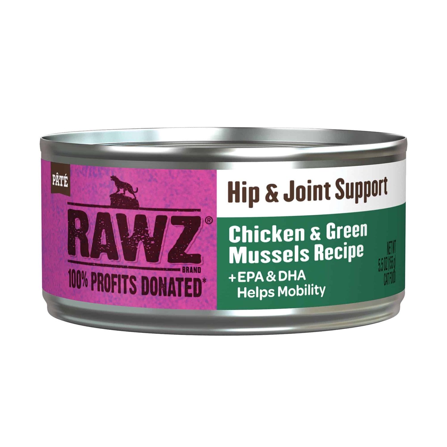 Rawz Cat Can Hip &amp; Joint Support Chicken &amp; Green Mussels 5.5oz
