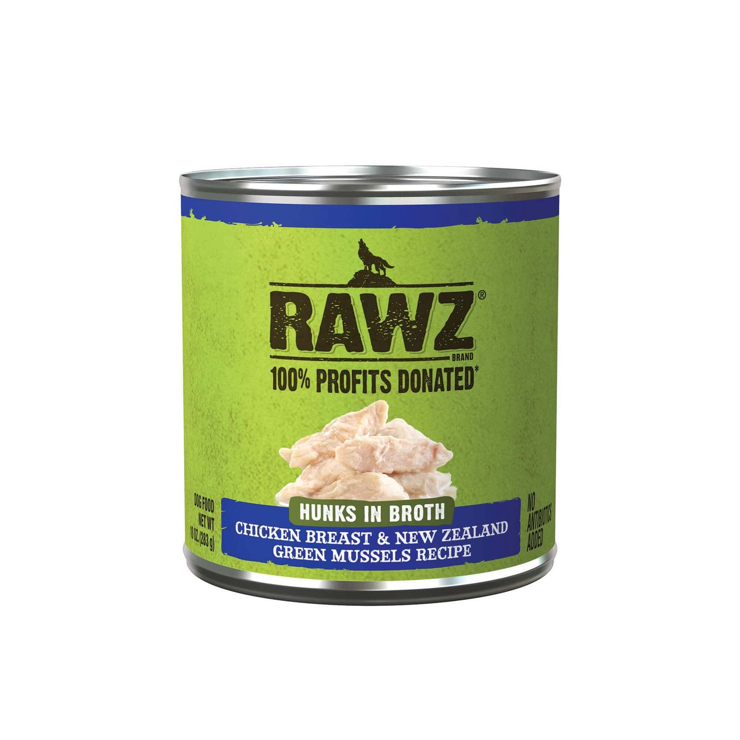 Rawz Dog Can Hunks In Broth Chicken Breast &amp; Green Mussels 10oz
