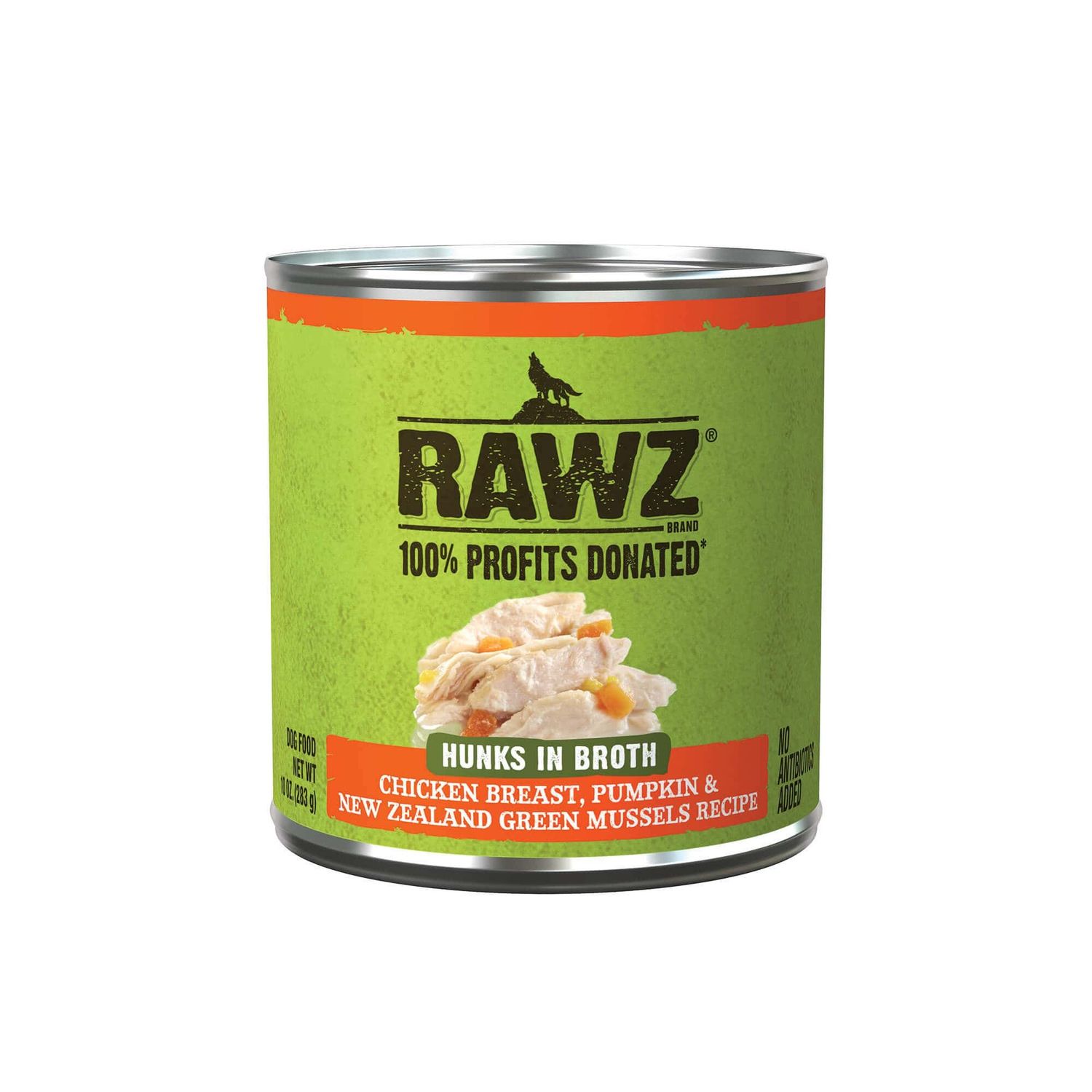 Rawz Dog Can Hunks In Broth Chicken Breast, Pumpkin &amp; Green Mussels 10oz