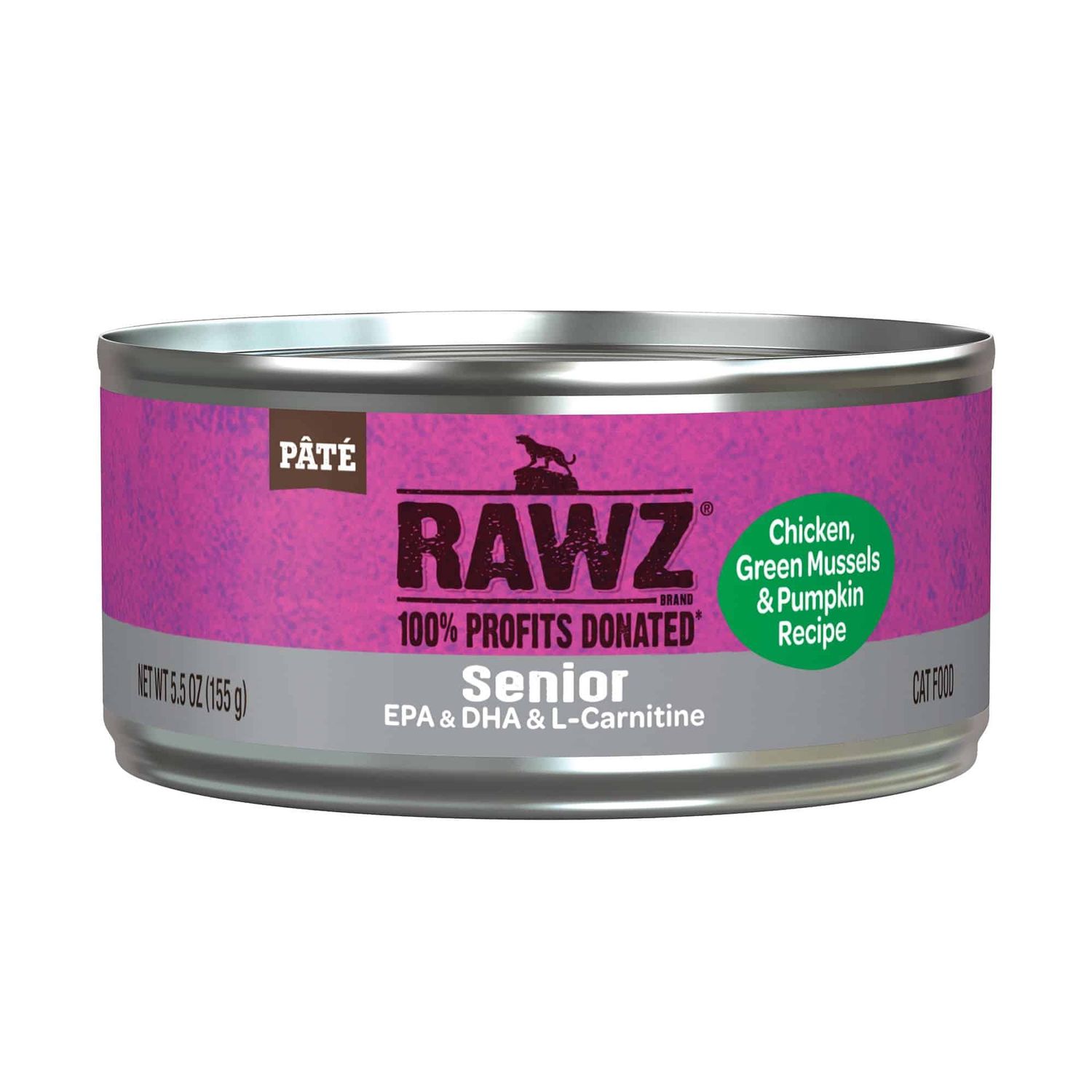 Rawz Cat Can Senior Chicken, Green Mussels &amp; Pumpkin 5.5oz