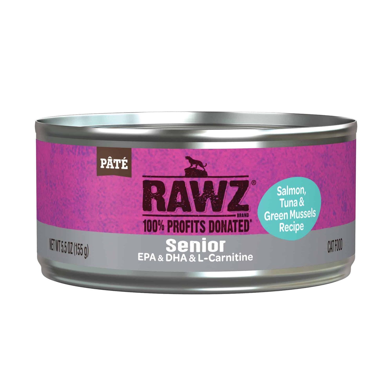 Rawz Cat Can Senior Salmon, Tuna &amp; Green Mussels 5.5oz