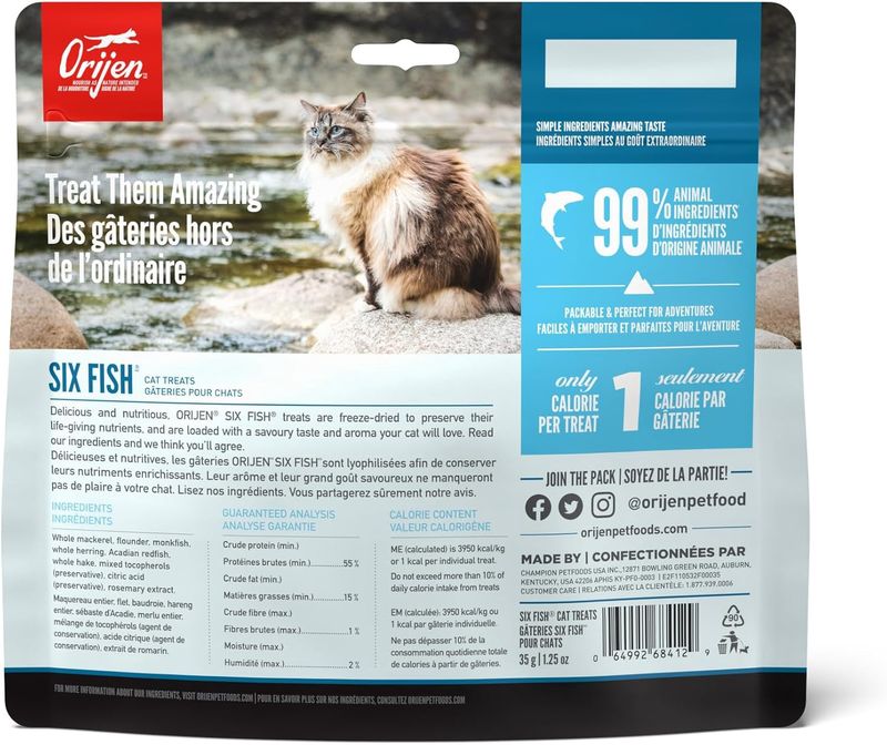 Orijen Cat Freeze Dried Treats Six Fish 1.25oz