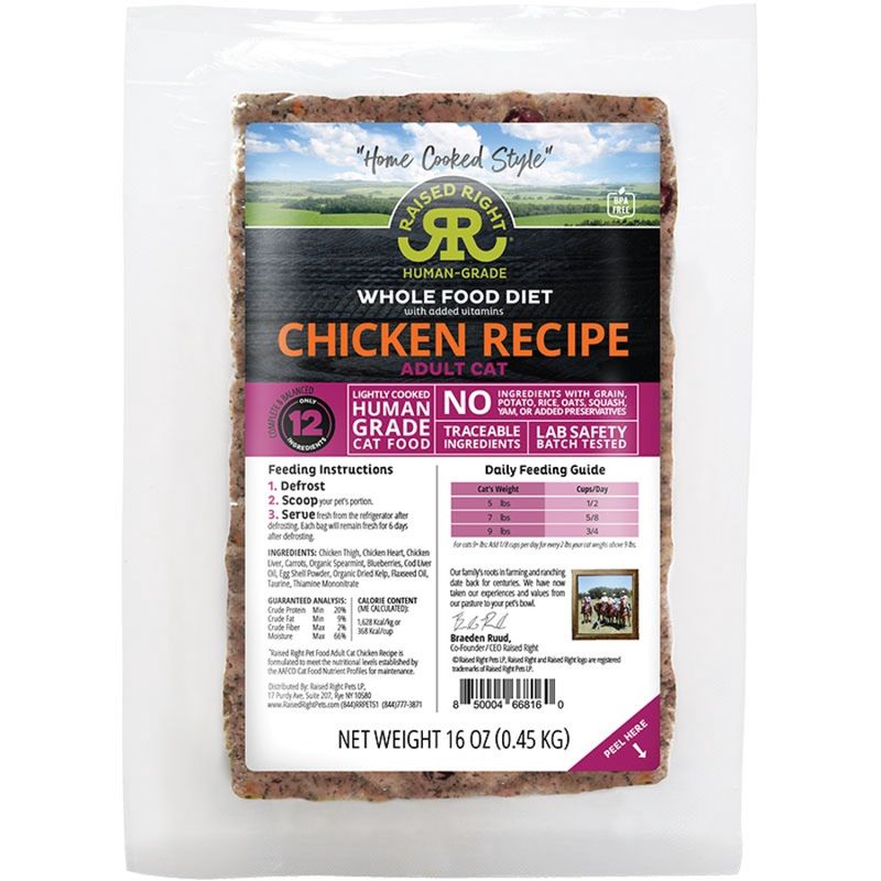 Raised Right Cat Frozen Adult Chicken 1lb