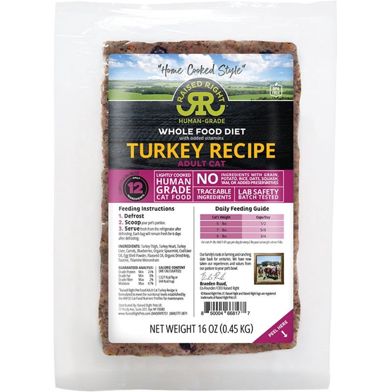 Raised Right Cat Frozen Adult Turkey 1lb