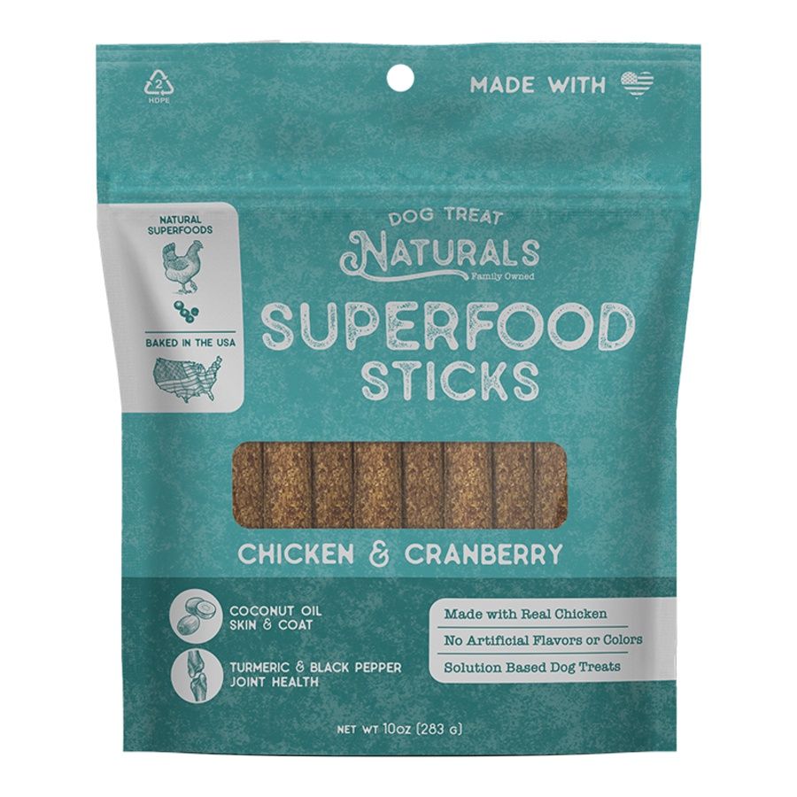 Dog Treat Naturals Dog Superfood Sticks Chicken &amp; Cranberry 10oz