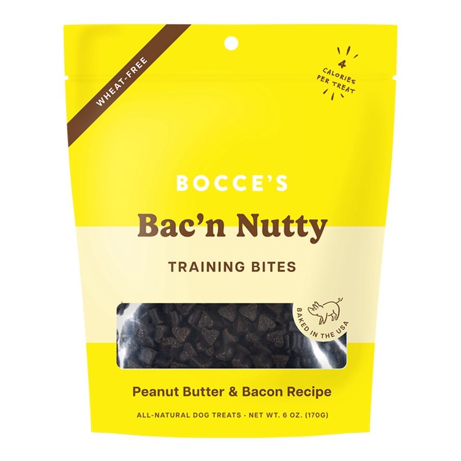 Bocce&#39;s Dog Training Bites Bacon Nutty 6oz