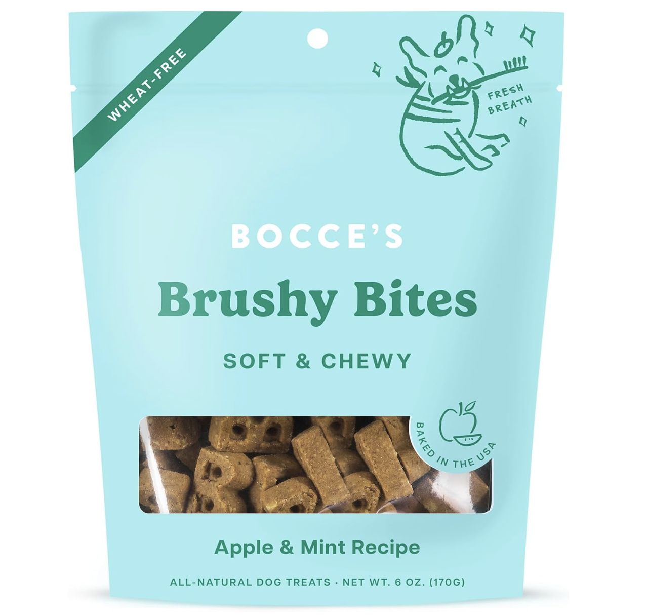 Bocce&#39;s Dog Soft &amp; Chewy Brushy Bites 6oz