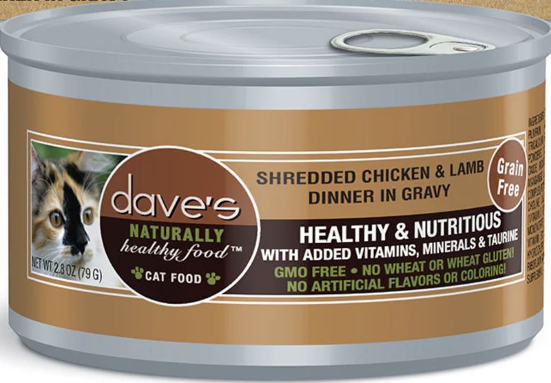 Dave's Cat Shredded Chicken &amp; Lamb In Gravy 2.8oz