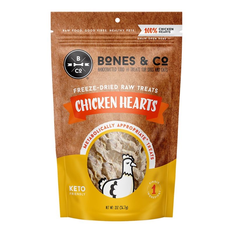 Bones &amp; Co Dog &amp; Cat Freeze Dried Chicken Hearts 1.9oz