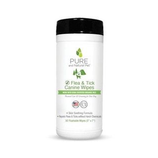 Pure and Natural Pet Dog  Flea &amp; Tick Wipes 50ct