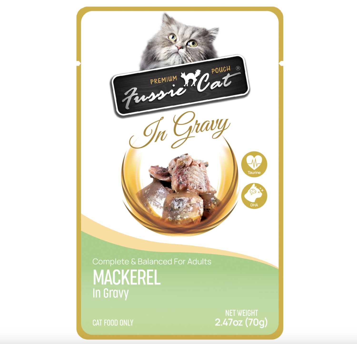 Fussie Cat Premium Mackeral In Gravy Pouch 2.47oz