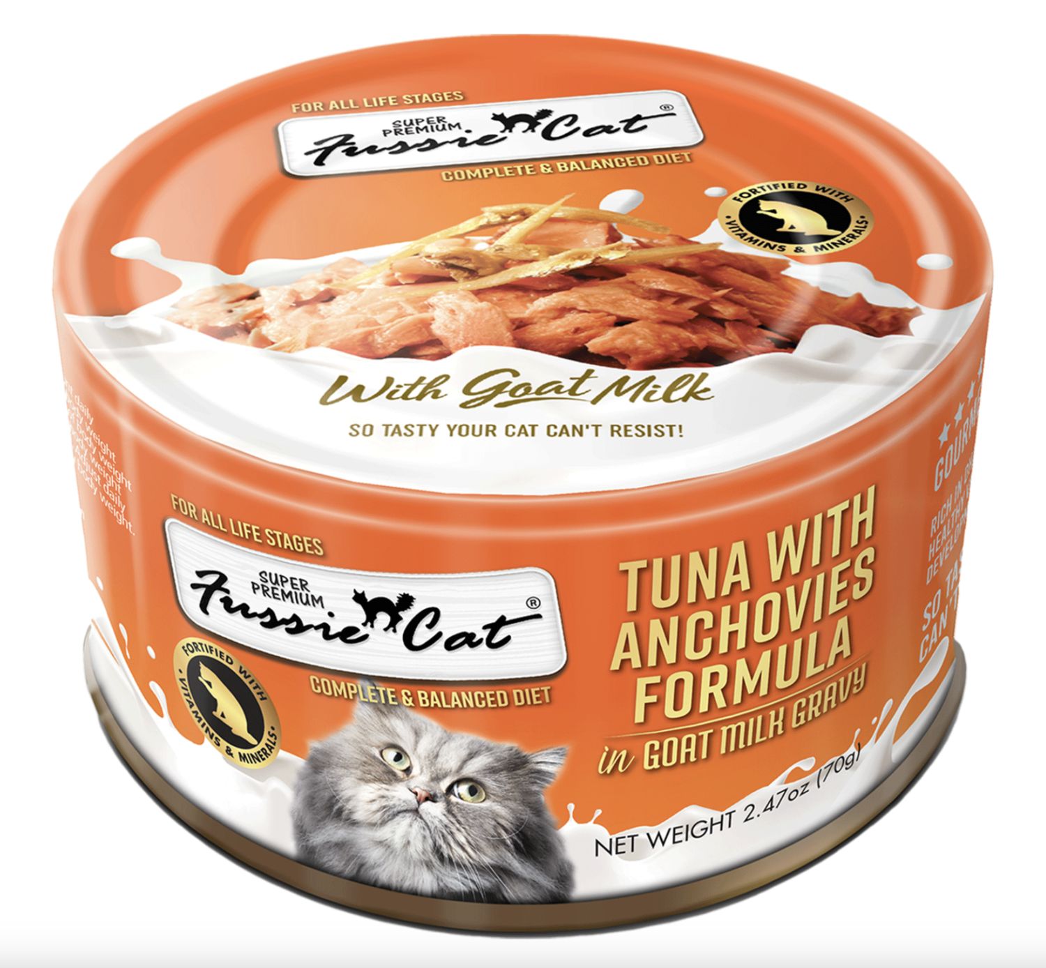 Fussie Cat Can Tuna &amp; Anchovies In Goat Milk 2.4oz