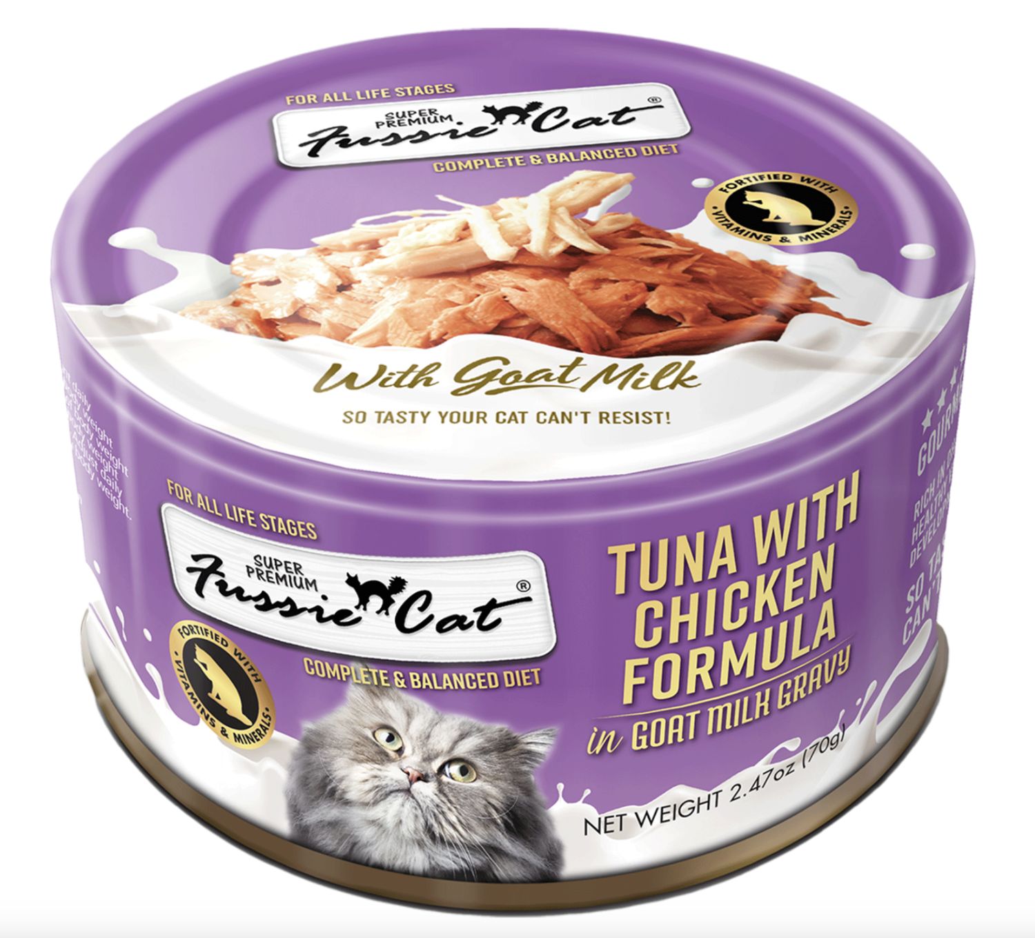 Fussie Cat Can Tuna &amp; Chicken In Goat Milk 2.5oz