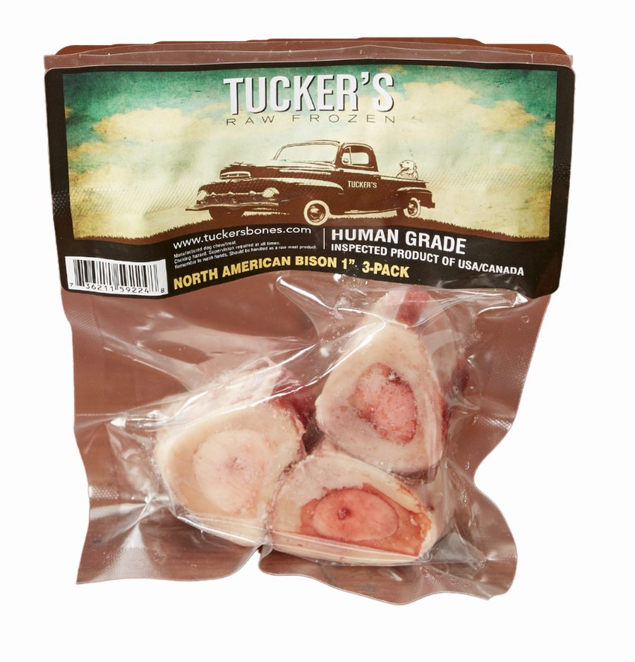Tuckers Frozen Bison Bone 3 Pack  1in