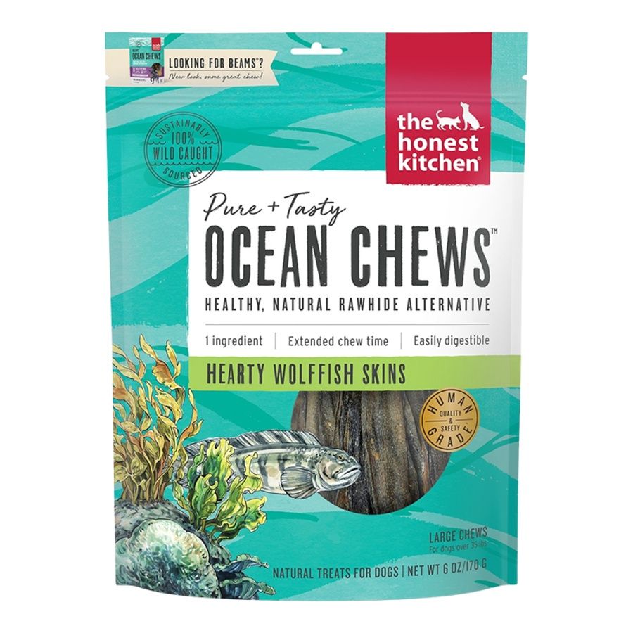 The Honest Kitchen Dog Ocean Chews Hearty Wolffish, Size: 6oz