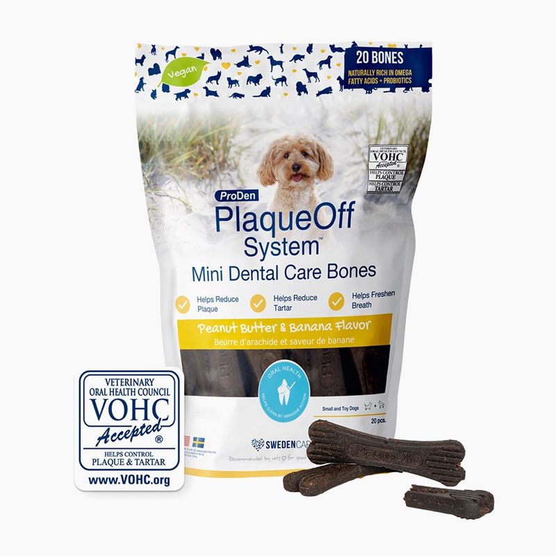 ProDen PlaqueOff Dog Mini Dental Bone Peanut Butter &amp; Banana 12oz