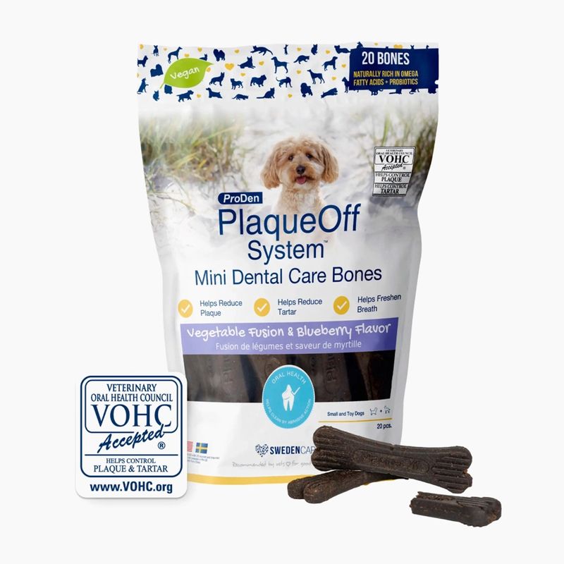 ProDen Plaqueoff Dog Mini Dental Bone Vegetable Fusion &amp; Blueberry 12oz