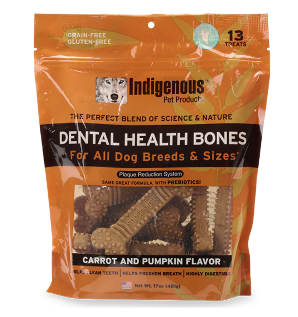 Indigenous Dog Dental Bones Carrot & Pumpkin 17oz