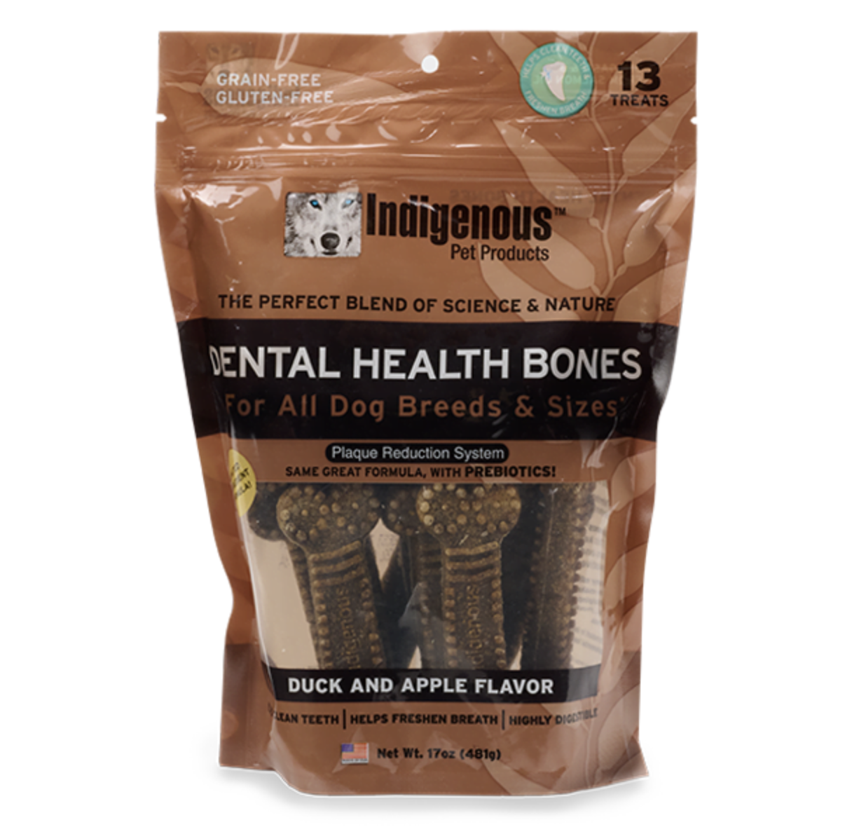 Indigenous Dog Dental Bones Duck & Apple 17oz