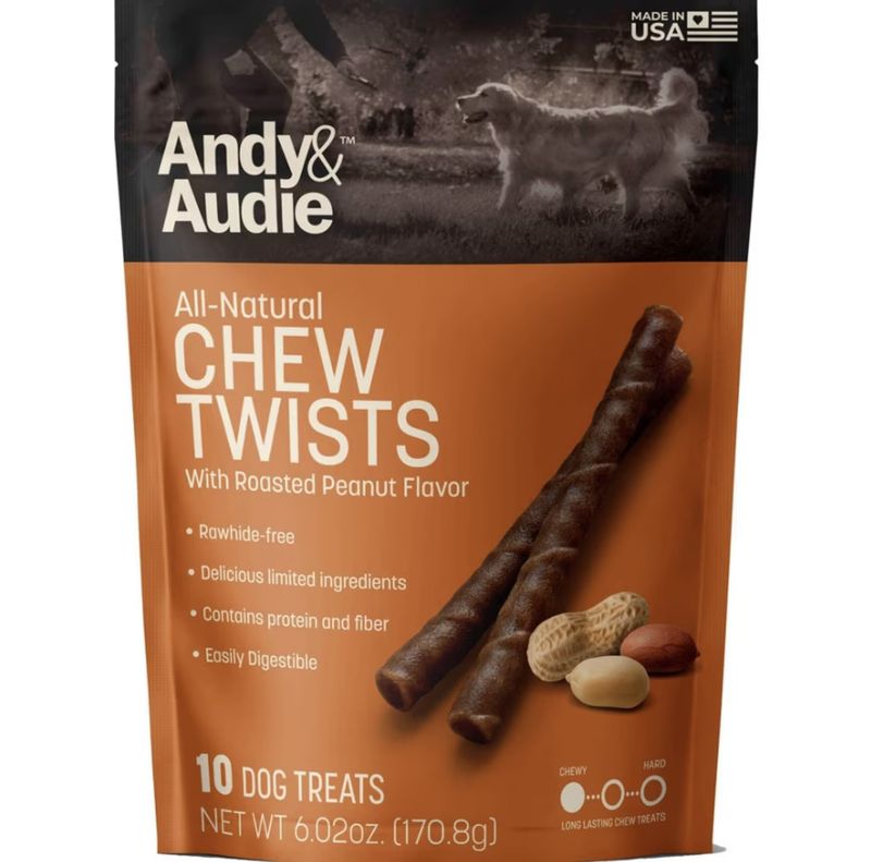 Andy &amp; Audie Dog Chew Twists Peanut 6.02oz