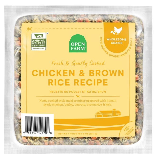 Open Farm Dog Frozen Gently Cooked Chicken &amp; Brown Rice, Size: 8oz