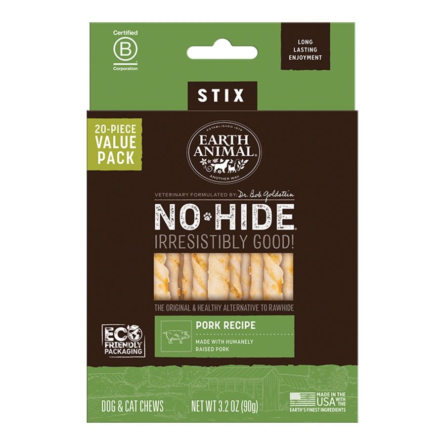 Earth Animal Dog No-Hide Value Pack Pork, Size: Stix 20pk