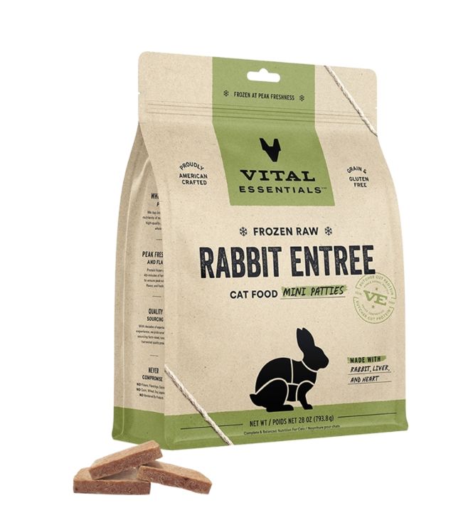 Vital Essentials Cat Frozen Mini Patties Rabbit 28oz