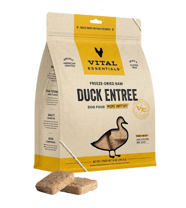 Vital Essentials Dog Freeze Dried Mini Patties Duck 14oz