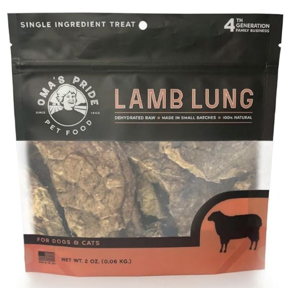 Oma&#39;s Pride Dog &amp; Cat Dehydrated Lamb Lung 2oz