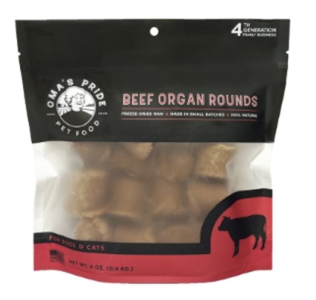 Oma&#39;s Pride Dog &amp; Cat Freeze Dried Beef Organ 4oz
