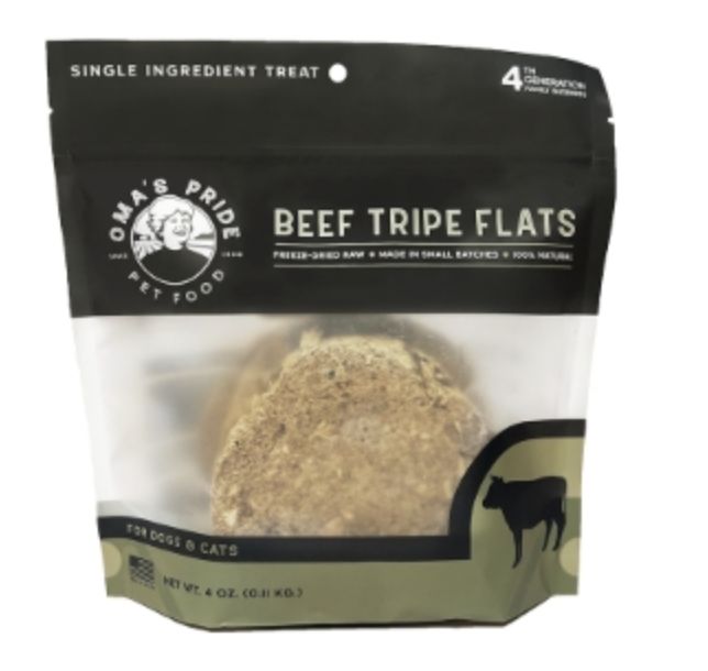 Oma&#39;s Pride Dog &amp; Cat Freeze Dried Beef Tripe Flats 4oz