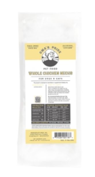 Oma&#39;s Pride Dog Frozen Raw Chicken Necks 12pk
