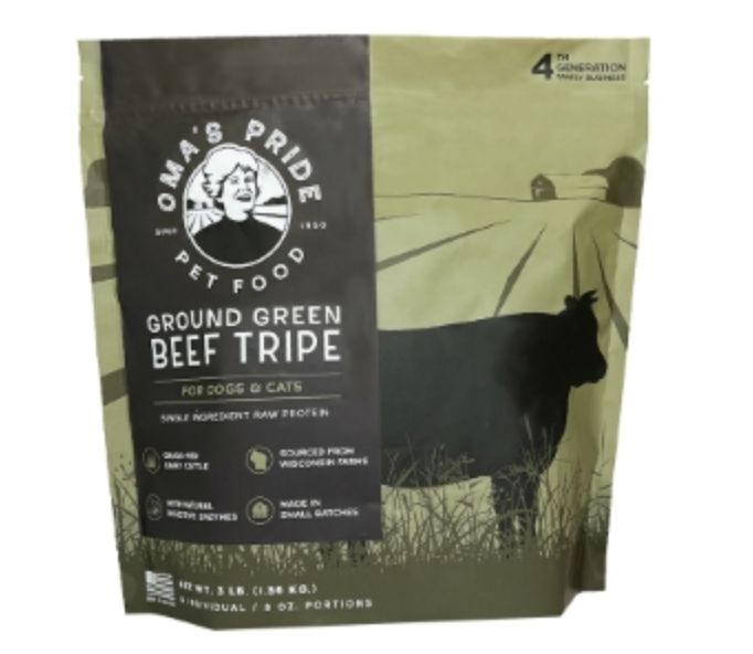 Oma&#39;s Pride Dog &amp; Cat Frozen Bag Ground Green Beef 3lb